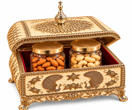 Crystal Sandook with 2 Glass Jars
